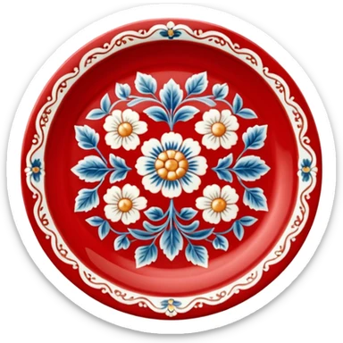 antique porcelain red plate  sticker