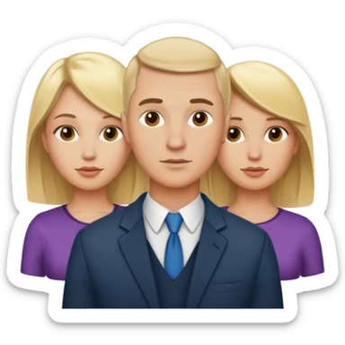 Two blonde women and a man with skin head  sticker
