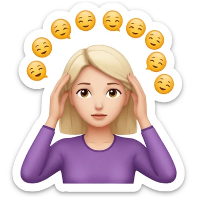 woman touching her own head with both hands expanding mind sticker