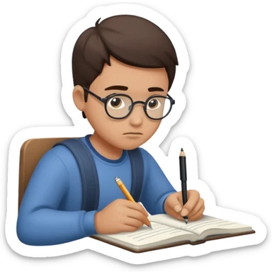 persona cuaderno apuntando sticker