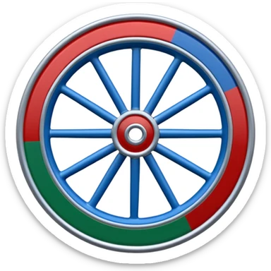 Drapeau bleu et vert avec une roue rouge zvec 24 rayon la roue rouge est a l’interieur du drapeau bleu et vert sticker