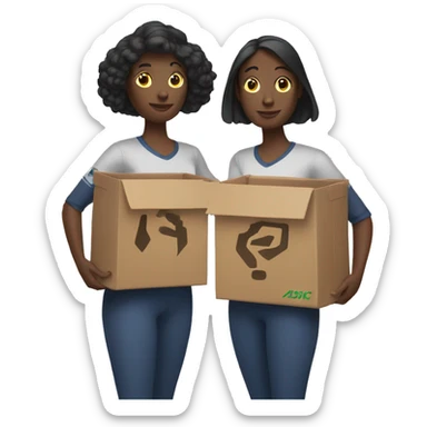 two women each holding a box in their hands, with one box written "ASICS" sticker
