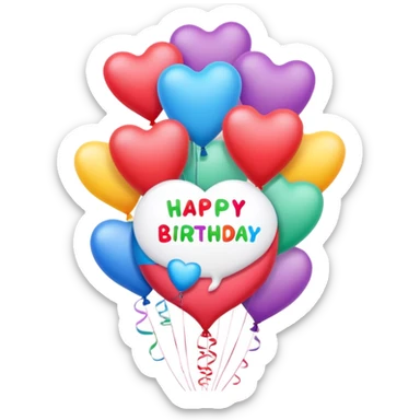 Happy birthday callout with hearts and balloons sticker