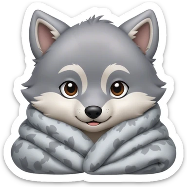 Cute, Disney-style wolf pup cozy in blanket sticker