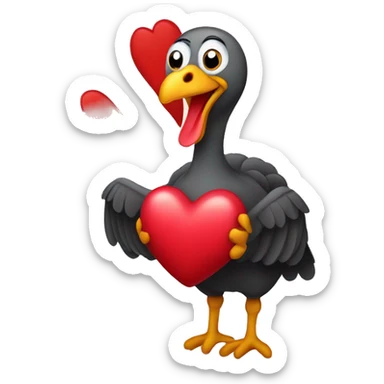 Turkey holding a heart sticker