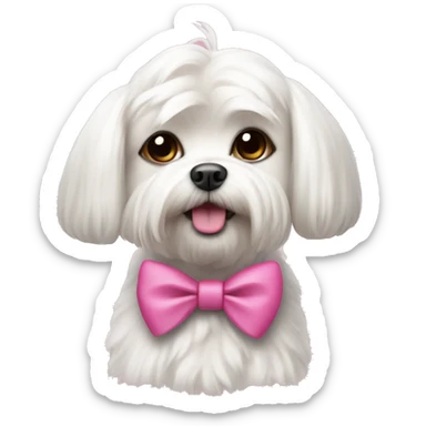 Maltese dog with ponk bow  sticker