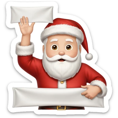drunk santa holding up a huge blank banner 4 times his size above his head sticker