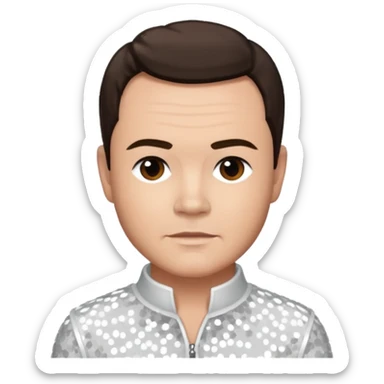 Tony Mortimer from East 17 with light skin, dark brown hair, white sequin outfit sticker