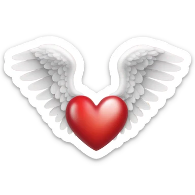 Red heart with white angel wings coming out of it sticker