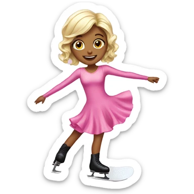 Pink dress ice skating girl sticker