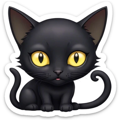 Black cat fairy short hair yellow eyes sticker