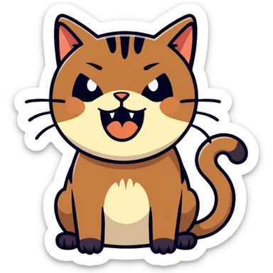 dark brown cat holding neck screaming sticker