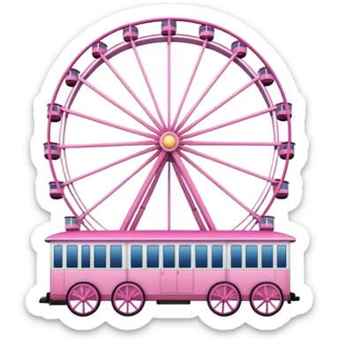 mix light pink dark pink and white theme park Ferris wheel sticker