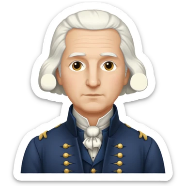 Draw George Washington with white hair, colonial suit & calm expression. sticker