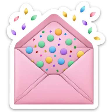 pink envelope with confetti sticker