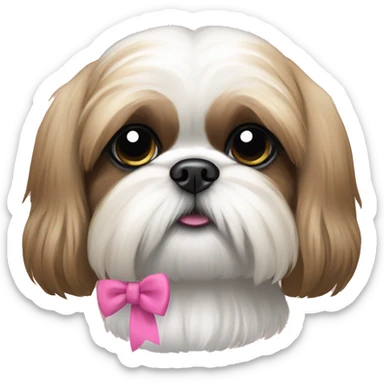Shih Tzu dog wearing pink bow sticker