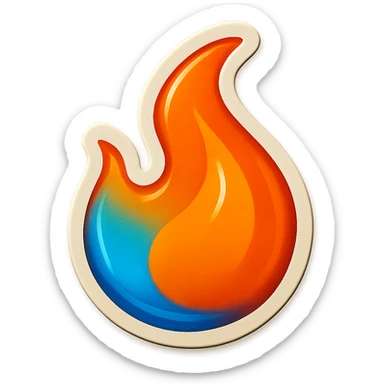 fire streak emoji, playful and modern with blue to orange gradient, vibrant and matching reference image sticker