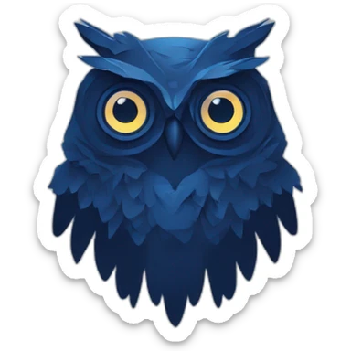 design mockup owl icon logo, in the style of nightscape, mountainous vistas, frostpunk, fantasy illustration, dark blue, psychological phenomena illustrations, mono-ha sticker