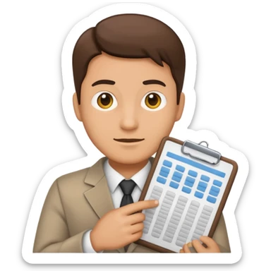 male aditor with spreadsheet emoji sticker