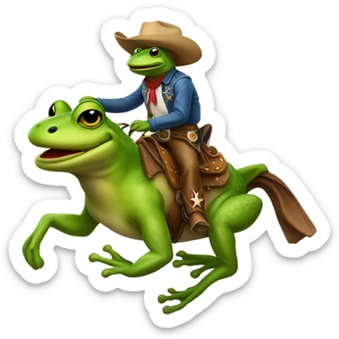 Cowboy frog riding a horse sticker