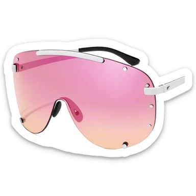 Y2K style frameless visor sunglasses with pink tint, one-piece shield lens sticker