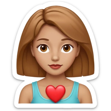 Light brown hair, tan lady heart eyes sticker