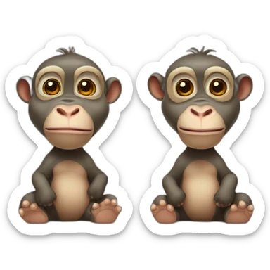2 monkeys 1 hippopotamus sticker