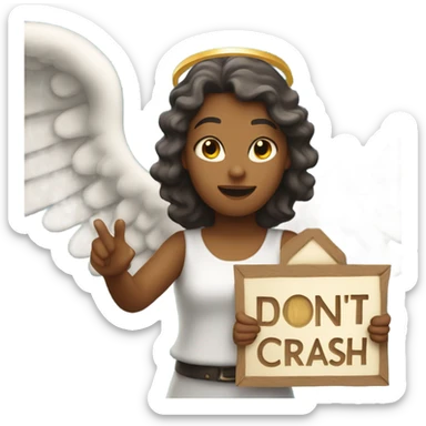 An angel holding a sign that says don’t crash out sticker