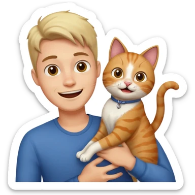 excited guy with a cat sticker