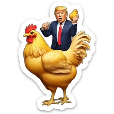 Trump riding a chicken sticker