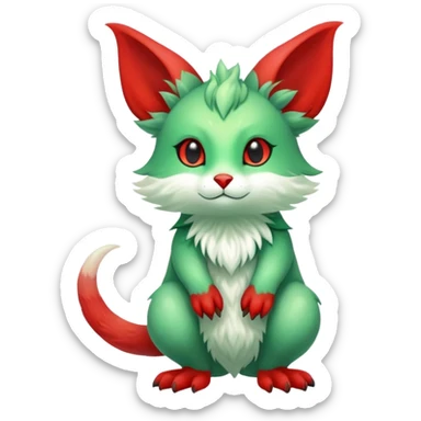 Cute Green Red ethereal Fionbri-Vernid-Trico-animal-creature full body sticker