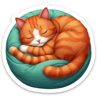 red cat sleeping curled up in a ball.  sticker