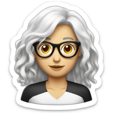 Garçon blanc cheveux noir qui porte des lunette avec une femme rousse sticker