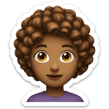 Adolescente couleur bronzée avec des cheveux marrons bouclés et long et des yeux noirs sticker