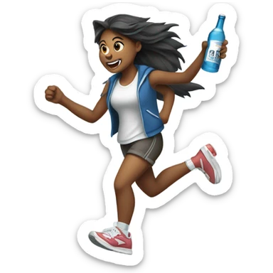 Girlie wolf animal with sneakers on running holding alcohol  sticker