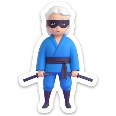 Satoru Gojo from Jujutsu Kaisen with white hair, blindfold, black and blue outfit, confident smirk sticker