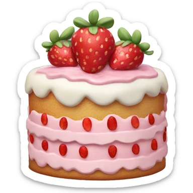 Pink strawberries and cream birthday cake  sticker