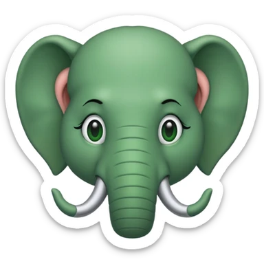 A green head with a green elephant nose sticker