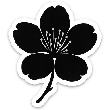 show  one black cherry blossom, remove background sticker