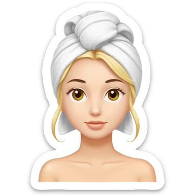 Cute spa girl with towel in here hair with spa mask  sticker