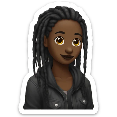 Black lesbian with dreadlocks holding a raven sticker
