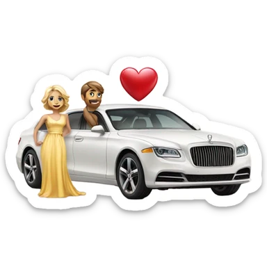 Luxury car with a heart and a couple sticker