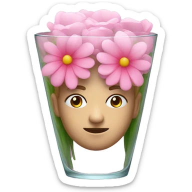 Pink flowers in glass face sticker