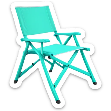 Realistic isolated tiffany blue folding camping chair sticker