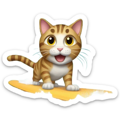 Male tabby cat surfing huge wave sticker