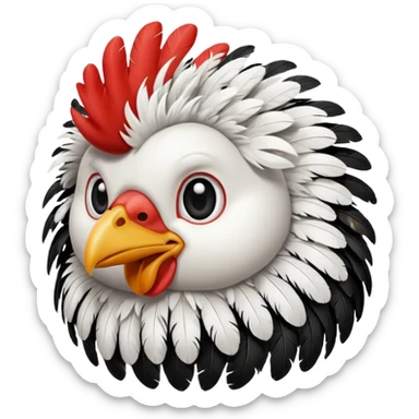 chicken with body covered every feathers is a mix of black and white color   sticker
