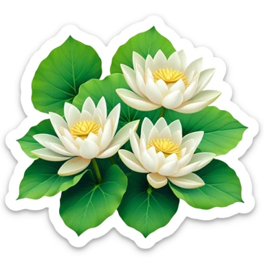 bouquet white Nymphaea lotus,stem, Nymphaea Lotus leaf sticker