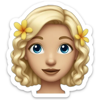blue eyed girl with flower earrings sticker