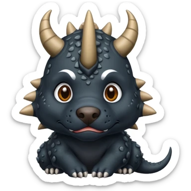 Black pitbull dressed as a triceratops black sticker