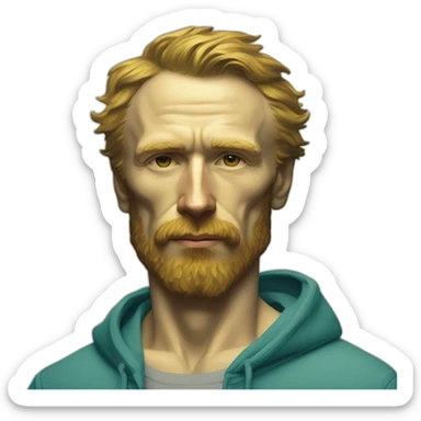 Van Gogh painted him with a swimsuit, a hoodie and a T-shirt sticker